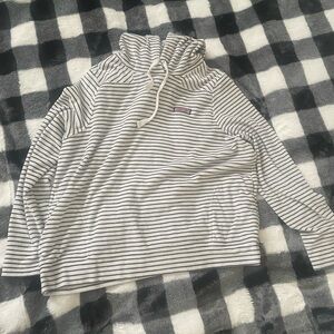 Fuzzy black and white stripe vineyard vines hoodie